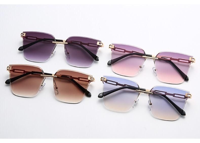 Whosale New Design Fashionable Rimless Square Metal Sunglass for Woman