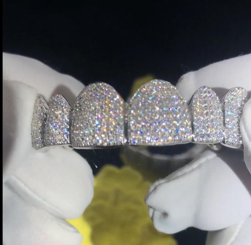 Messi Gems Hip Hop Custom Iced out Moissanite Diamond Silver Gold Teeth Grillz