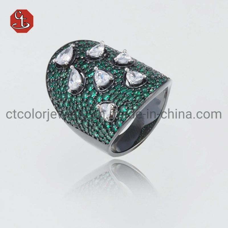 Fashion European Jewelry Sapphire Crystal CZ Brass or Silver Ring