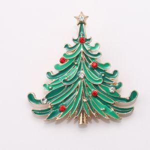 Christmas Tree Crystal Brooches Pins New Fashion Green Glazed Bouquet Jewelry Tree Style Charm Brooch Christmas Gifts