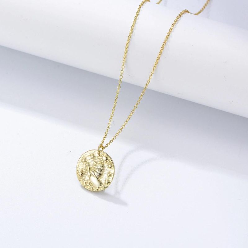 New Arrivals Fashion Jewellery Gold Plated Round Coin Lion Necklace