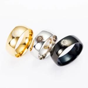 Silver Black Golden Dome Supernatural New Men Stainless Steel Ring