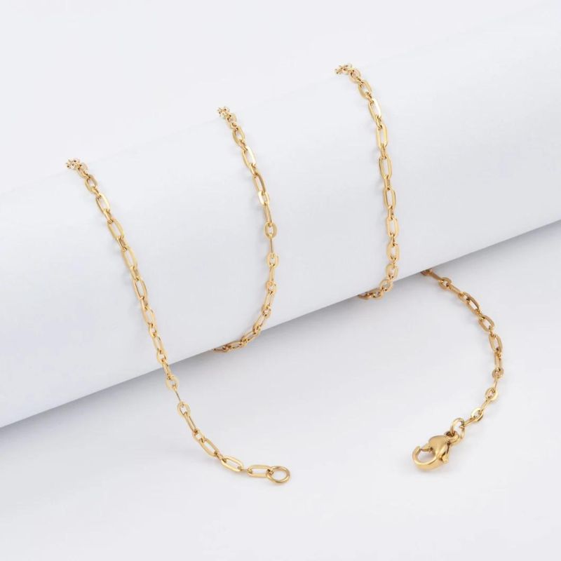 New Design Girls′ Jewelry Accessories Fashion 18K Gold Plated Stainless Steel Cable Chain Anklet Bracelet Necklace