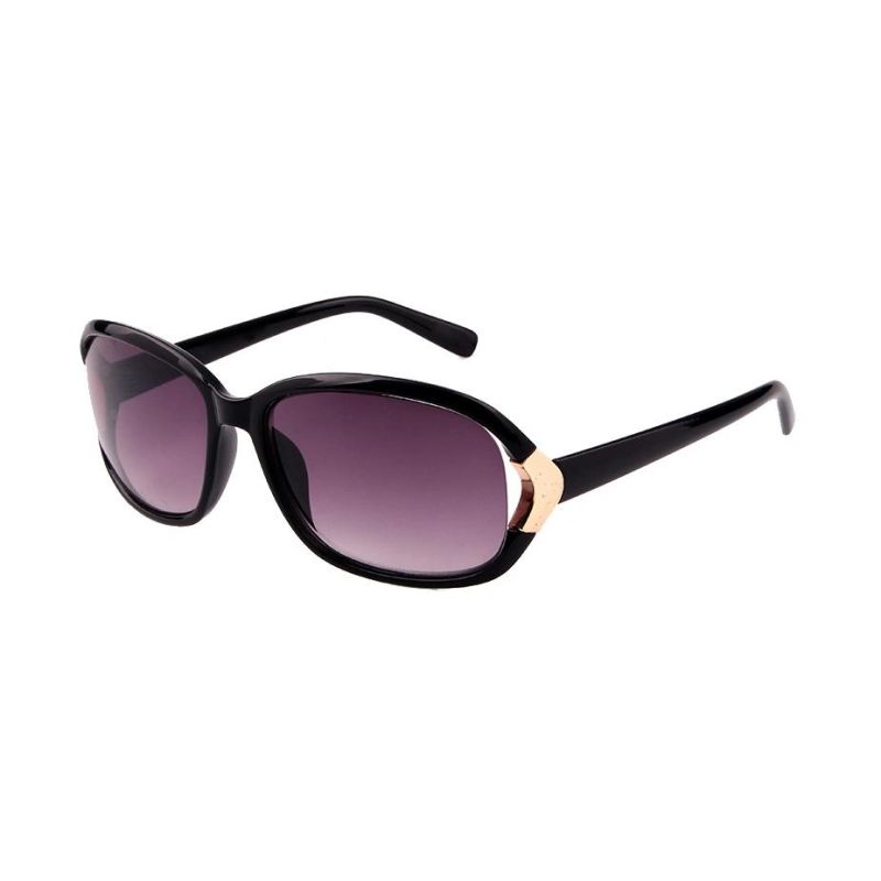 2018 Hot Selling Oval Shape Black Sunglasses with Metal Decoration