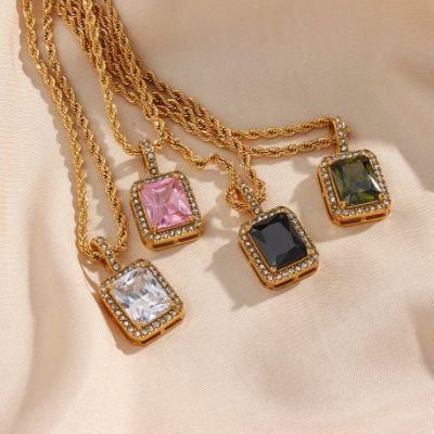 Gold Chains Manufacturers Custom Fashion Jewelry High Quality Non Fade 18K Gold Plated Stainless Steel Diamond Zircon Woman Jewelry Necklace