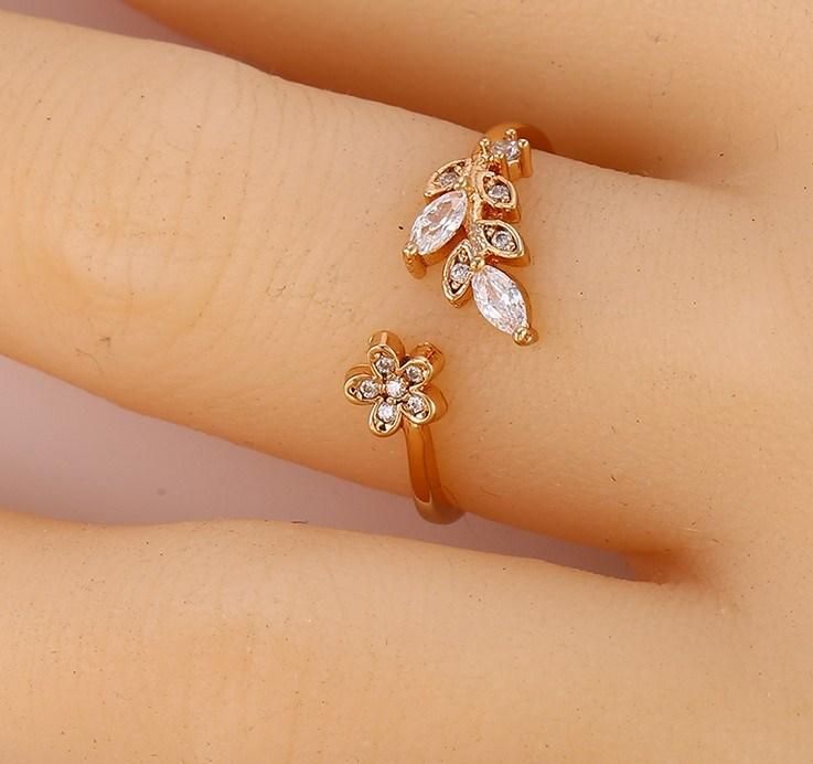 Fashion Jewelry Gold Plated 18K Anime Engagement Flower Open Rings