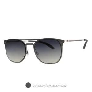 Metal&Nylon Polarized Sunglasses, Two Bridge Semi Round Frame M6027-03