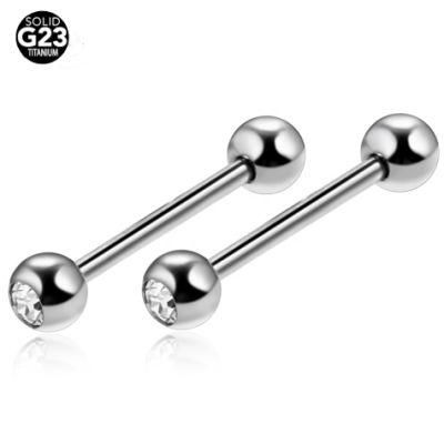 14G G23 Titanium Piercings Tongue Rings Barbell Crystal Ball Titanium Nipple Shield Rings Cartilage Earrings Jewelry