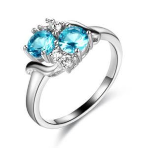 Fashion Jewelry Ring with London Blue Color CZ Ring