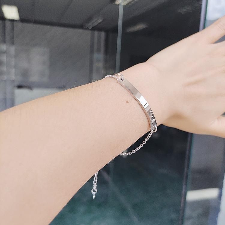 Stainless Steel Jewelry Fashion Gold Bangle Heart Letter Custom Bracelet