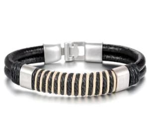 Hot Sale Wrap Genuine Leather Bracelet Braided Rope for Men Fashion Jewelry Friendship Gifts Personatlity Retro Alloy Buckle Bracelet