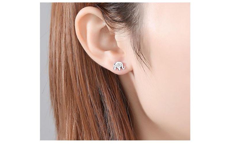 Wholesale S925 Silver Gold Plated Small Elephant Stud Earrings