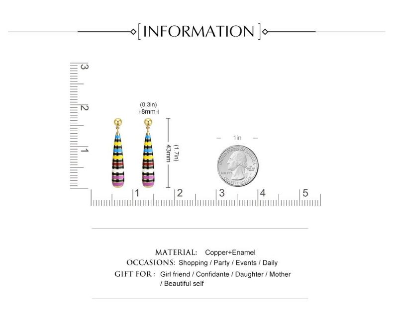 Fashion Jewelry Yellow Gold Colorful Rainbow Enamel Earrings