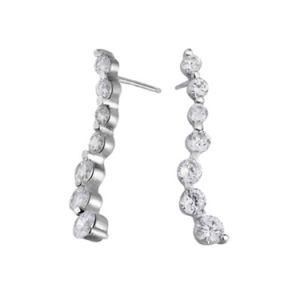 Fashion Women 925 Sterling Silver CZ Ear Stud Earrings