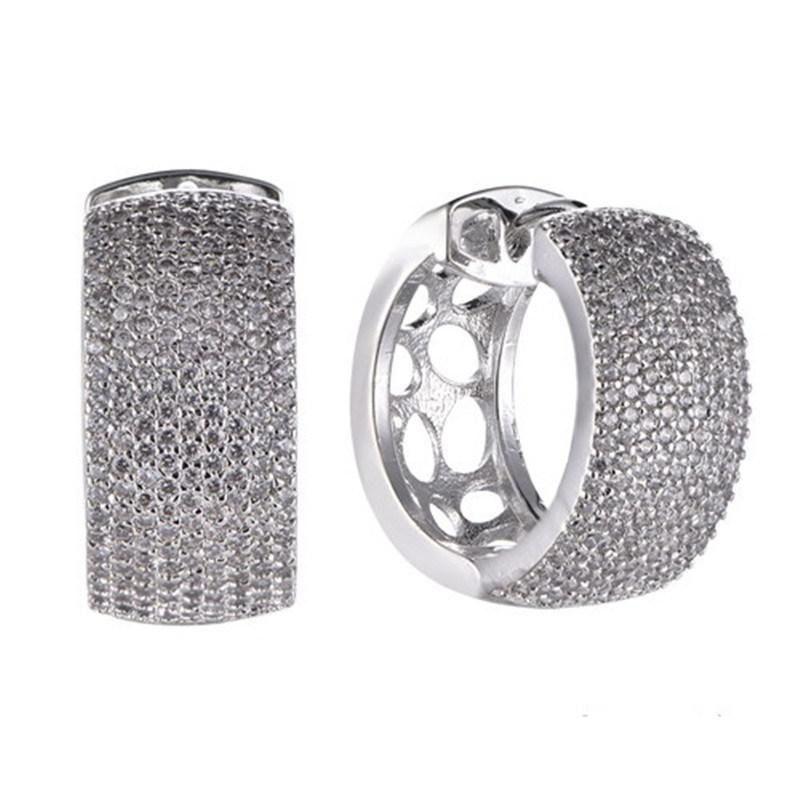 925 Silver Colorful Stone Hoop Earring with Black Plating