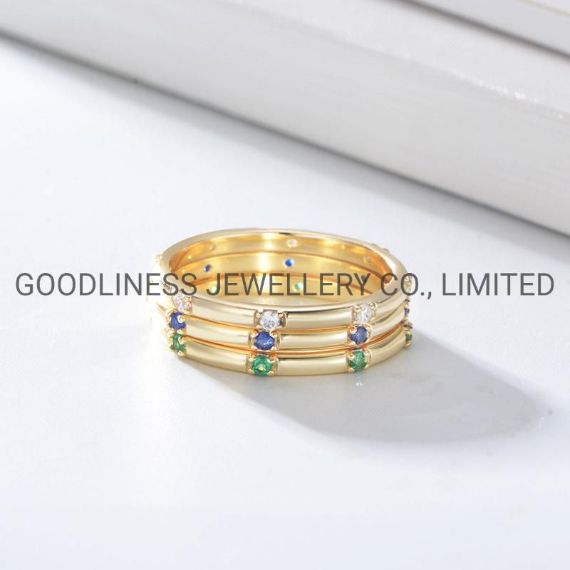 925 Sterling Silver Fine Jewelry Color Stone CZ Women Rings