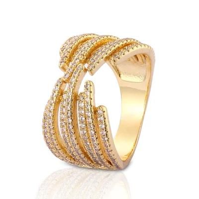 Women Stainless Steel Silver Fashion 18K Gold Plated Engagement Finger Wedding Rings Jewelry Design