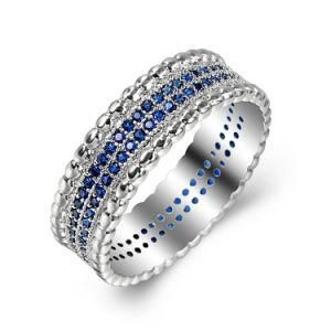 Fashion Silver Micro Pave Setting Tanzanite Stone Band Ring