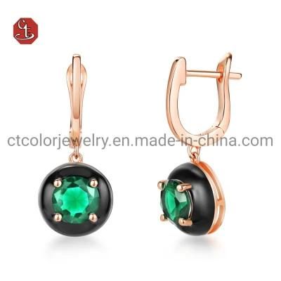 Wholesale New Arrive Factory 925 Silver Sterling Emerald Jewellery Fashion CZ Earring Jewelry