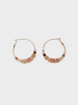 Factory Direct Sale Fancy Jewelry Colorful Glass Beaded Hoop Earrings