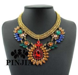 Gold Chain Crystal Costume Pendant Necklace Imitation Fashion Jewelry