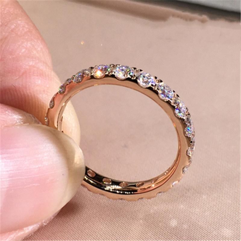 Cubic Zirconia Roud Ring Bridal Wedding Engagement Romantic Luxury Bague