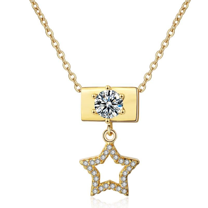 Wholesale Fashion Jewelry 18K Gold Plated Cubic Zirconia Pendant Necklace Chain Set for Women