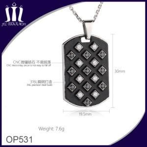 Fashion Custom Stainless Steel Jewelry Square Charm Pendant