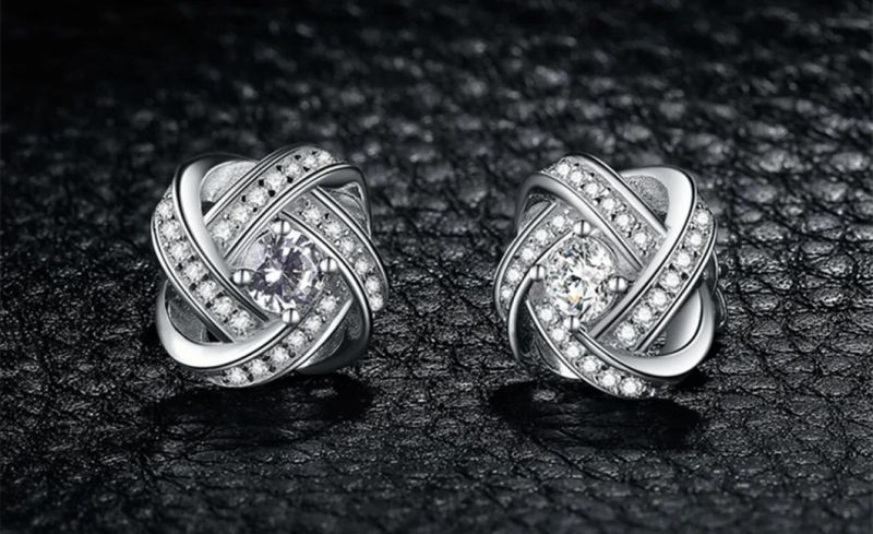 Cubic Zirconia Stud Earrings 925 Sterling Silver as Gifts for Your Lover