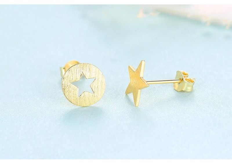 Combination Star and Hollow Round Silver Earrings