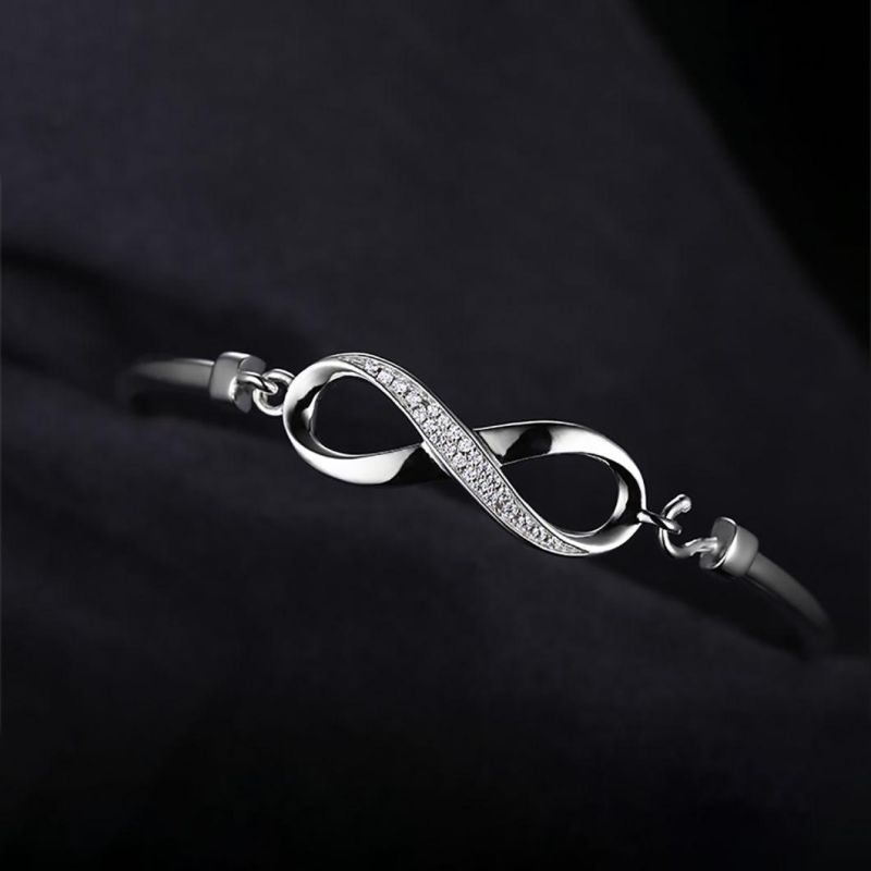 925 Sterling Silver Bangles Wholesale Jewelry Cuff Infinity Bangles Bracelets Costume Jewelry