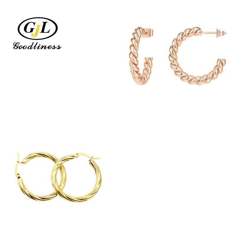 Gold Colored Lightweight Chunky Open Hoops Gold Hoop Earrings Jewelry
