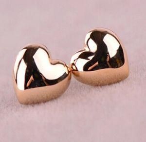 Fashion Cute Heart Simple Vintage Glossy Stud Earrings for Women