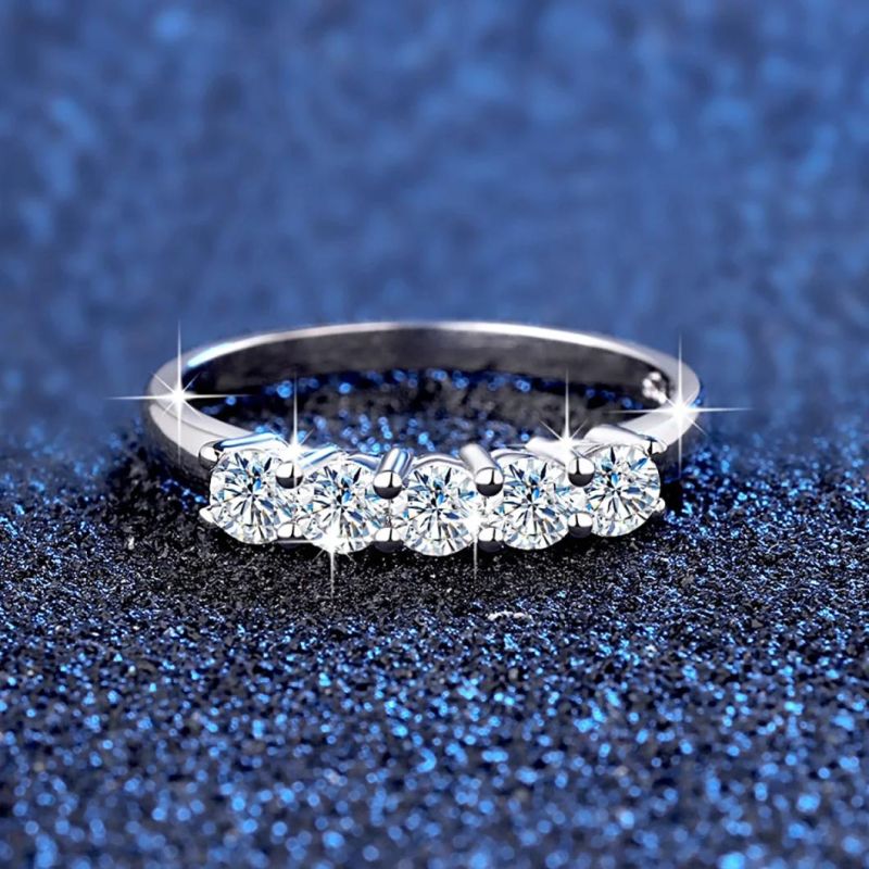 Moissanite Ring Fine Silver Jewelry Female Engagement Wedding 0.2CT Moissanite 925 Silver Rings Women