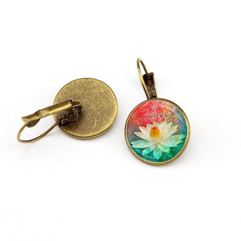 Women Vintage Bohemia Pattern Round Drop Earings Fashion Jewelry