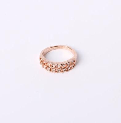 Rose Gold Simple Style Jewelry Ring with Rhinestones