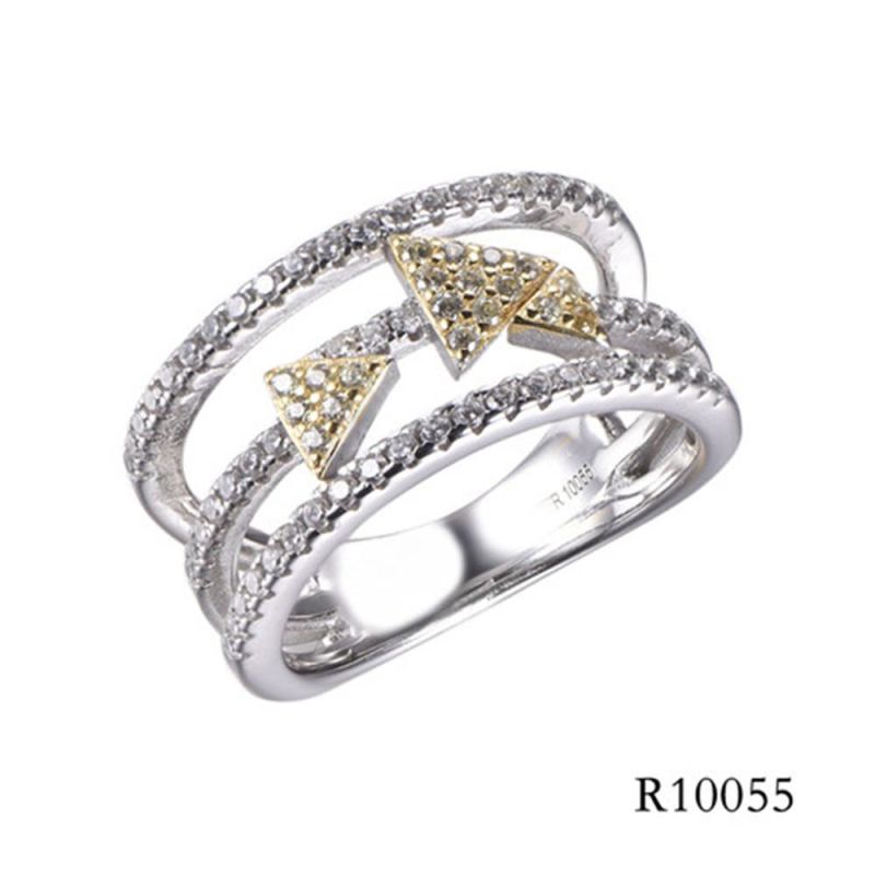 Line Style Silver with CZ Three Arrows Ring