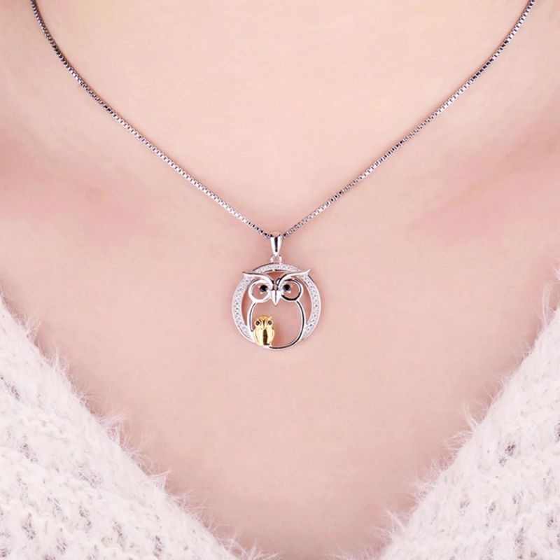 925 Sterling Silver Pendants Necklace Wisdom Guidance Owl Pendants for Women Fashion Jewelry Wholesale