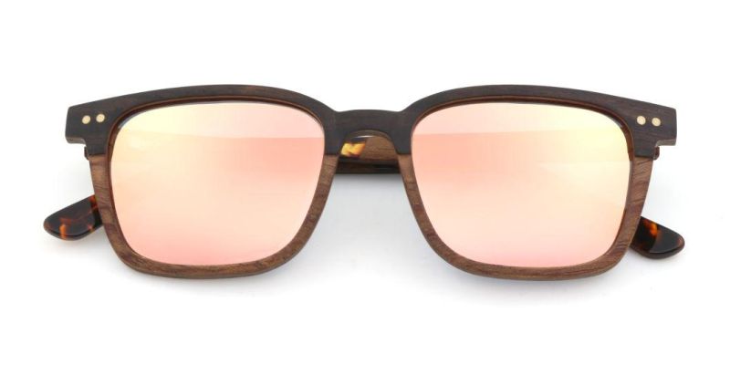 High Quality Classic Retro Rectangle Two Layers Wooden Sunglasses for Men