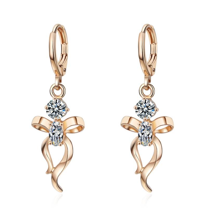 Fashion Designs Zircon Jewelry Elegant Women Gold Plated Drop Earring