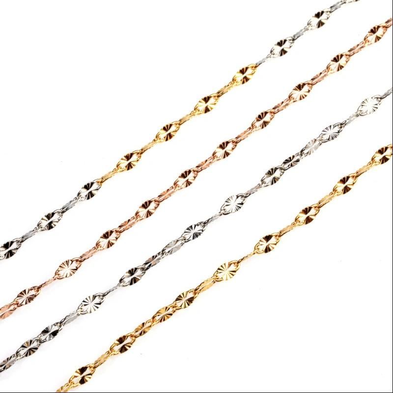 Direct Supplier Stainless Steel Fashion Jewelry Embossed Chain 18K Yellow Gold Plated Bracelet Jewellery Necklace 16inch
