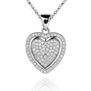 Fashion Costume Match 925 Sterling Silver Heart Pendant Jewelry