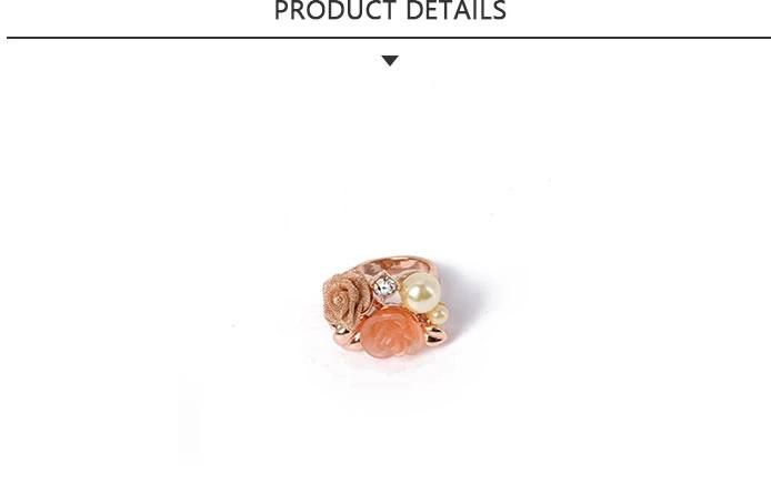 Ingenious Fashion Jewelry Flower Gold Ring with Pearl Rhinestone