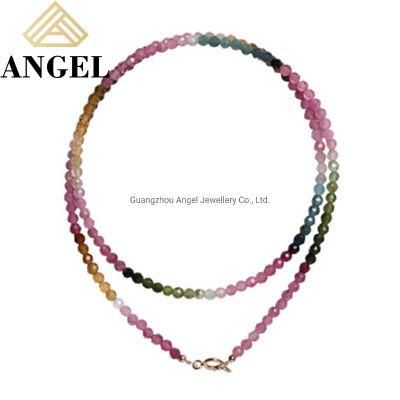 Colorful Fashion Accessories Factory Wholesale Custom Fashion Jewelry Natural Tourmaline Clavicle Chain Necklace for Gifts