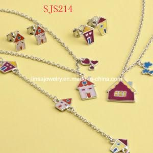 Fashion Small House Design Soft Enamel Stainless Steel Jewelry Set