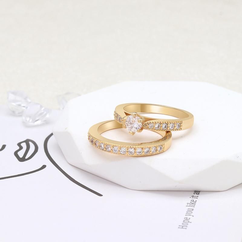 Luxury Two Piece Bridal Zirconia Engagement Wedding Women′ S Rings Set