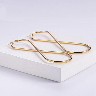 2021 New Fashion Personality Stainless Steel Earrings Jewelry Gold Plated Exaggerated Oversize 8 Shapes Big Hoop Earrings