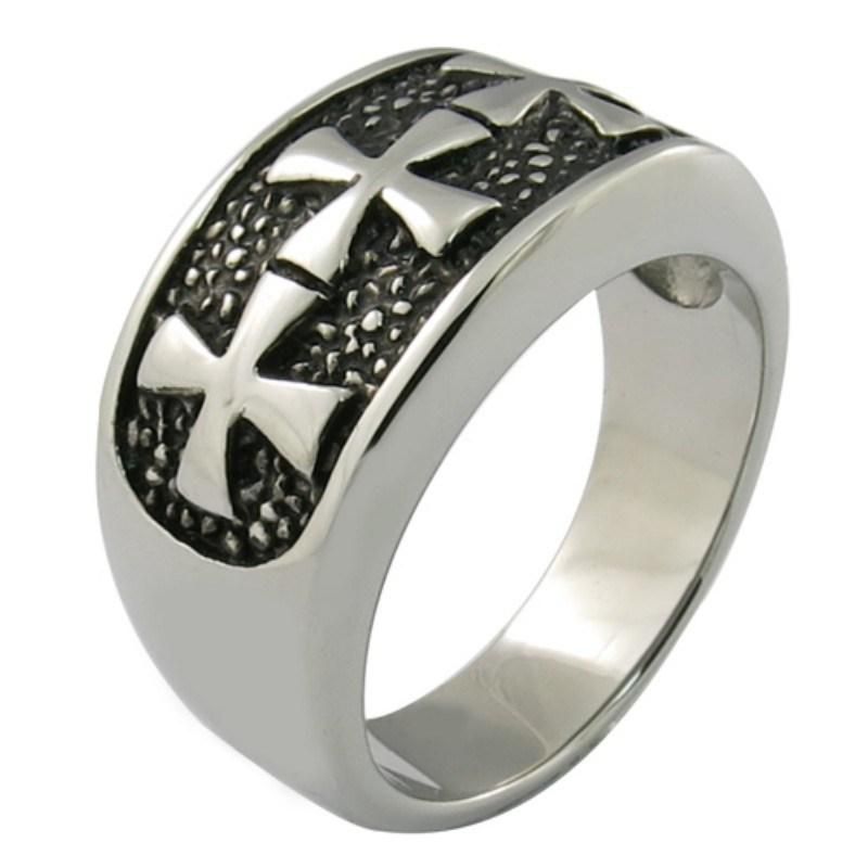 Mens Stainless Steel Signet Ring Casting Cross Ring