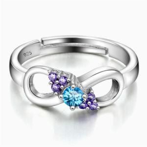 New Popular Infinity Love Amethyst &amp; Blue CZ Stone Open Ring
