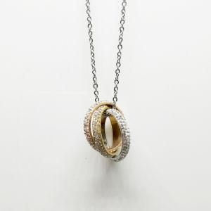 Stainless Steel Jewelry Fashion Necklace Gold Diamond Pendant
